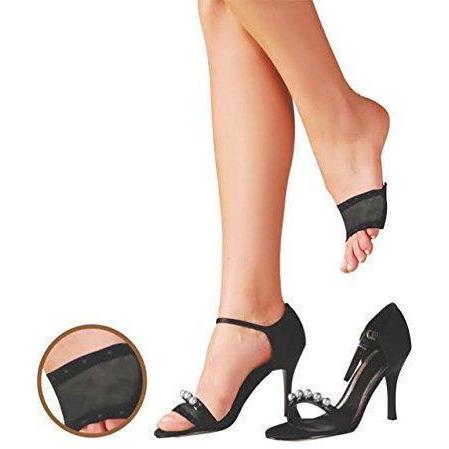 Olive Prometheus sheer open toe cover socks with cushioned non-skid soles, 4-pack, designed for comfort and grip.