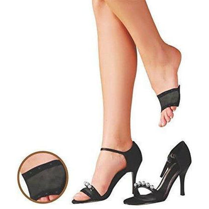 Olive Prometheus sheer open toe cover socks with cushioned non-skid soles, 4-pack, designed for comfort and grip.