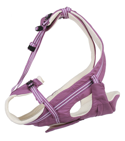 Maroon Asteria breathable multifunctional baby strap waist stool with adjustable straps and comfortable design for parent convenience.