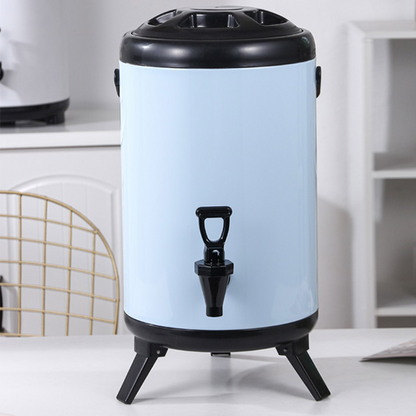 Start2Finish SOGA 2X 3.2Gal stainless steel milk tea barrel for home use, featuring a durable, sleek design with a spout for easy pouring.