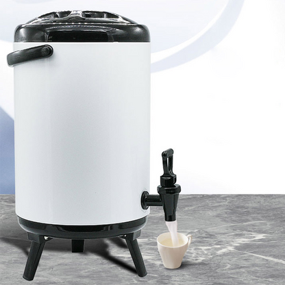 Start2Finish SOGA stainless steel 3.2-gallon milk tea barrel for home use, featuring a sleek, durable design and handle for easy pouring.