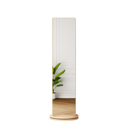 Start2Finish full-length rotating mirror with coat rack, rubber wood frame, and storage, ideal for bedrooms and entryways.