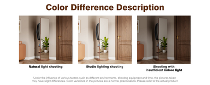 Start2Finish rotating full-length mirror with coat rack, rubber wood frame, natural finish, and 360° rotation for bedroom and entryways.