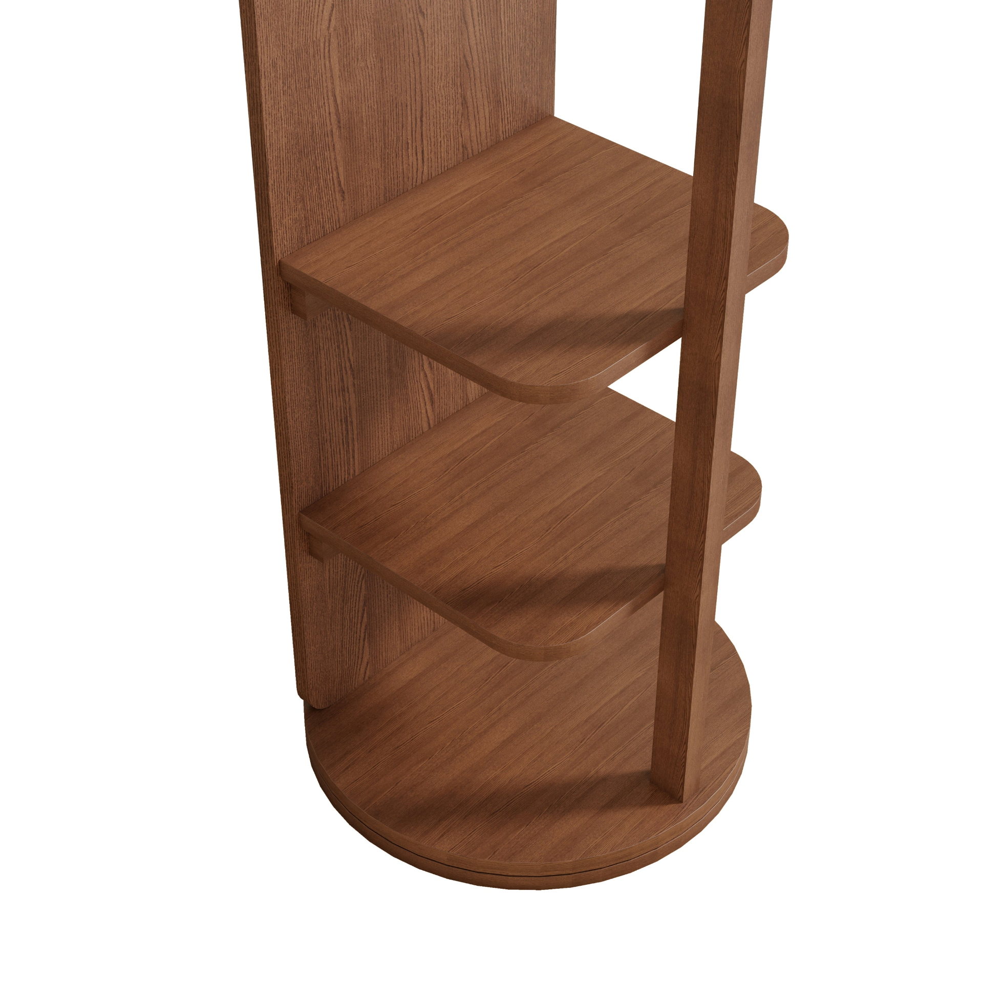 Start2Finish rotating full-length mirror with coat rack, rubber wood frame, 360° rotation, ideal for bedroom or entryway storage.