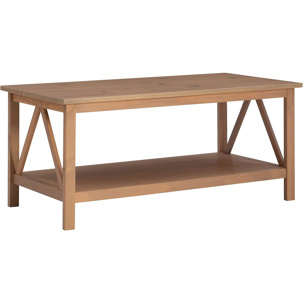 Start2Finish Titian Driftwood coffee table with a natural wood finish and modern design, shown from a top-down view.