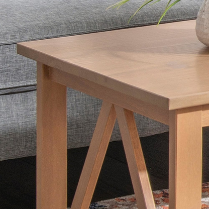 Start2Finish Titian Driftwood coffee table with a natural wood finish and modern rectangular design, shown from a side angle.