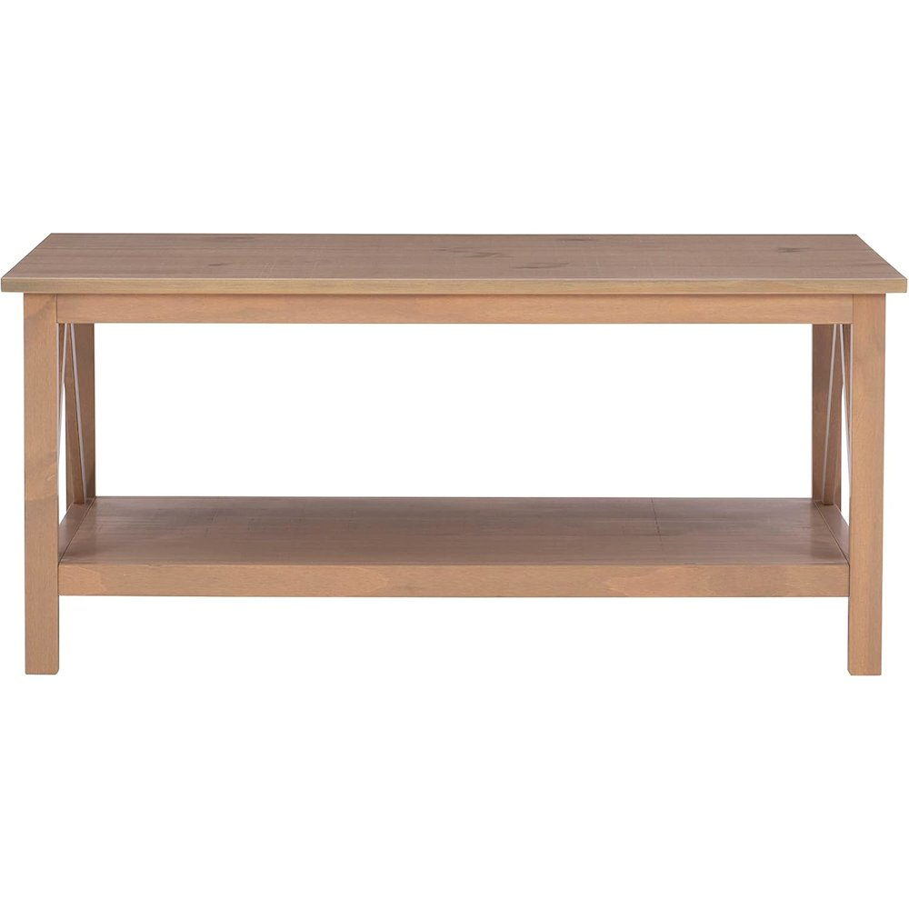 Start2Finish Titian Driftwood Coffee Table with natural wood finish and modern design, showing the tabletop and sturdy legs.