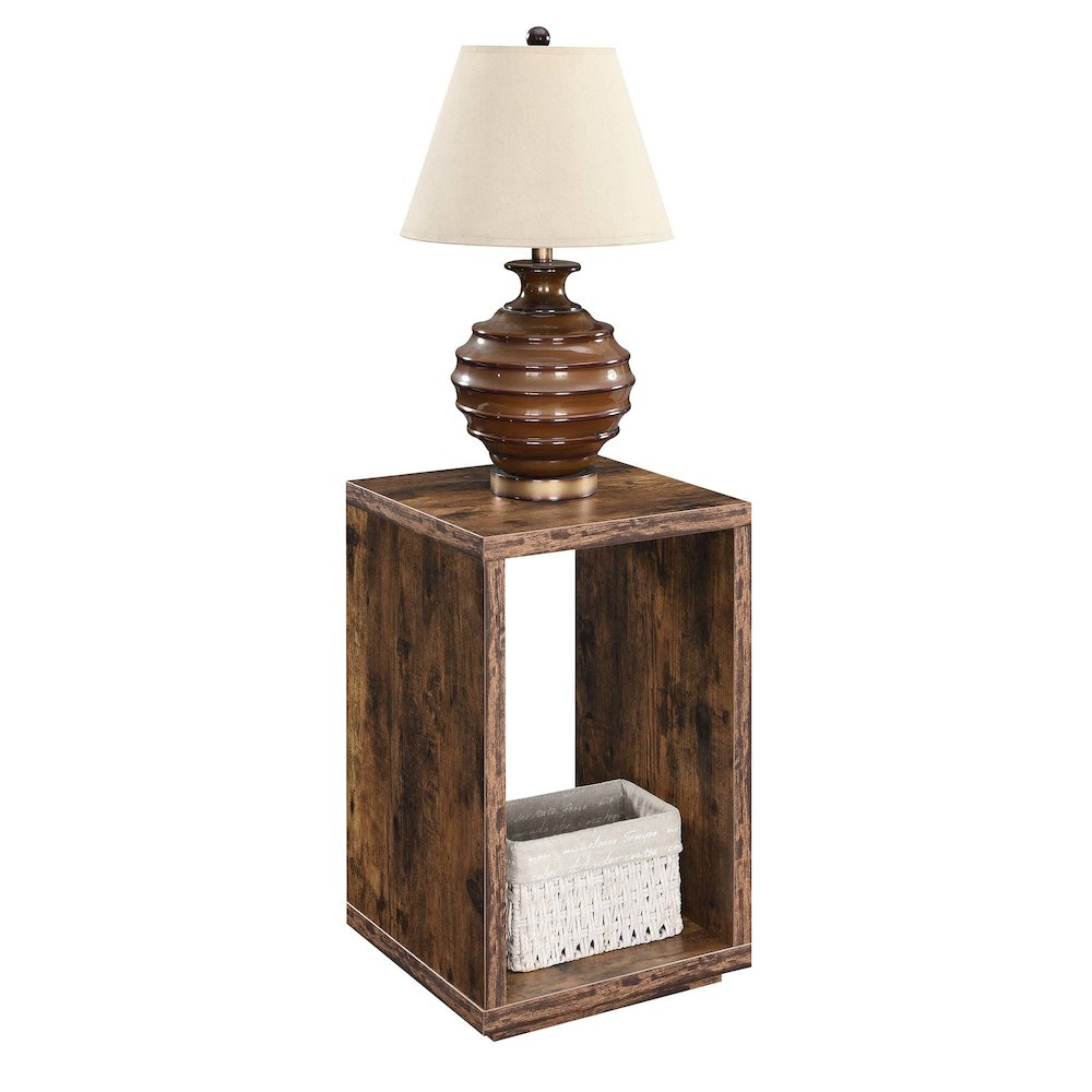 Northfield Admiral End Table with Shelf in barnwood by Start2Finish, showcasing a rustic wooden furniture piece with a lower shelf.