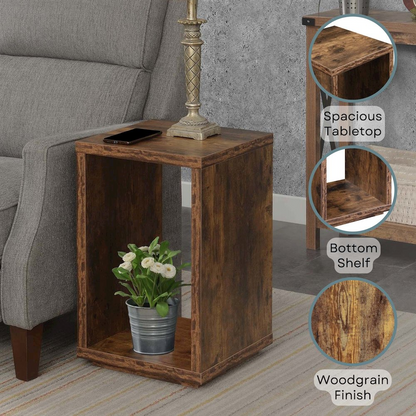 Northfield Admiral end table with barnwood finish and shelf, showcasing a stylish furniture piece by Start2Finish.