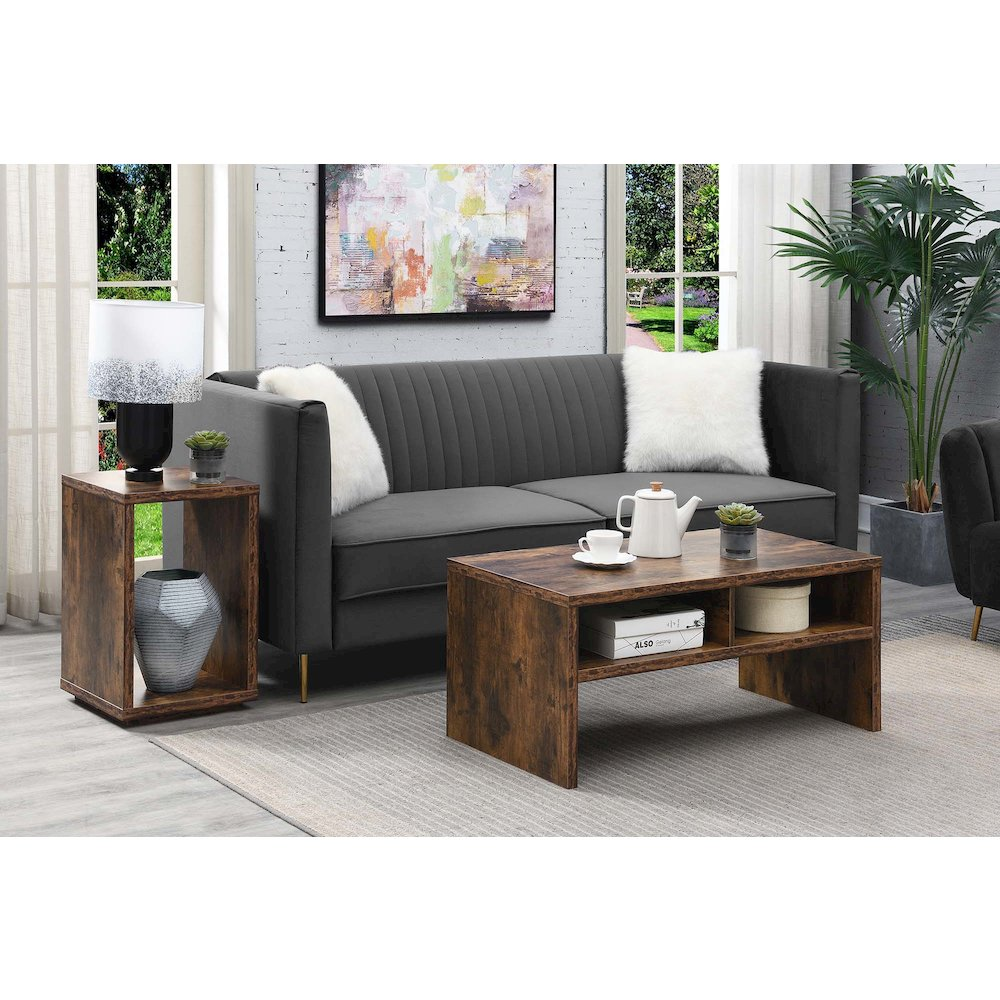 Northfield Admiral end table with shelf in barnwood finish, sturdy furniture piece by Start2Finish for living room or bedroom.