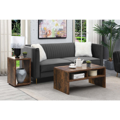 Northfield Admiral end table with shelf in barnwood finish, sturdy furniture piece by Start2Finish for living room or bedroom.