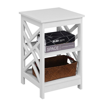 Start2Finish Titan end table with shelves, white furniture piece featuring a modern design and open storage space.