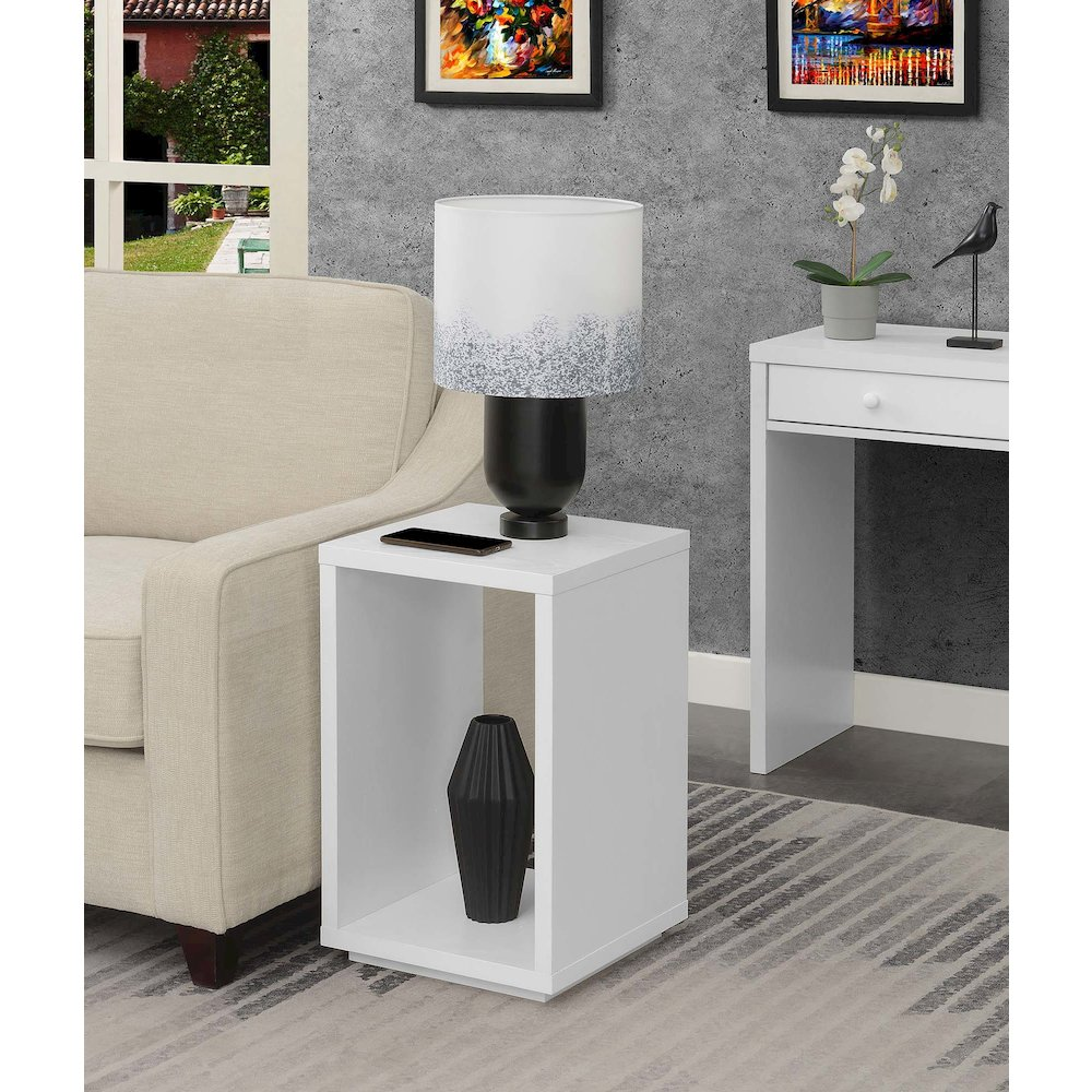 Northfield Admiral white end table with shelf, stylish furniture piece featuring a smooth top and open shelf design
