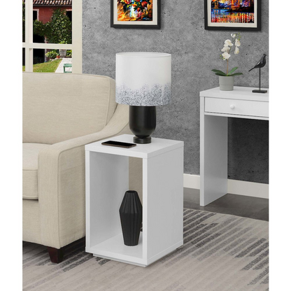 Northfield Admiral white end table with shelf, stylish furniture piece featuring a smooth top and open shelf design