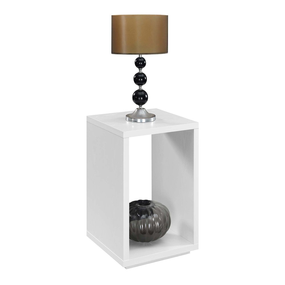 Northfield Admiral white end table with shelf, modern furniture piece featuring a sleek design and functional storage.