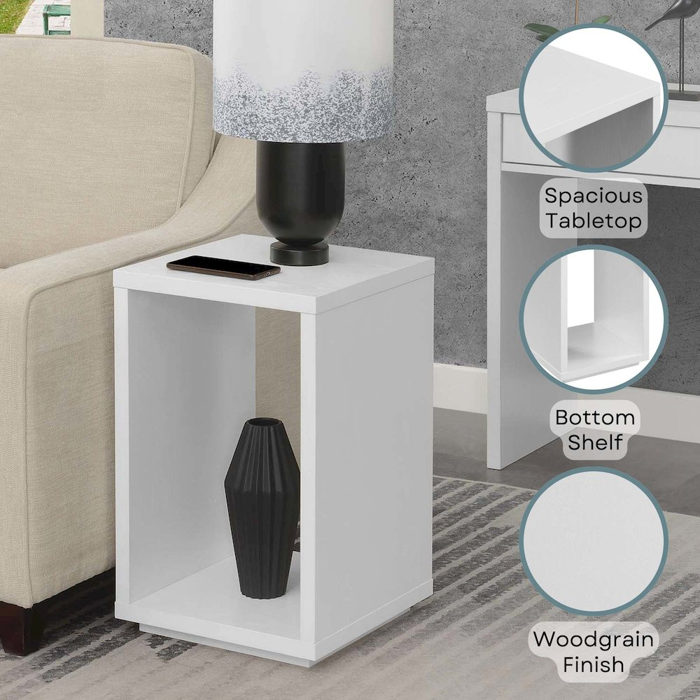Northfield Admiral end table with shelf in white, modern furniture piece for living room or bedroom decor.