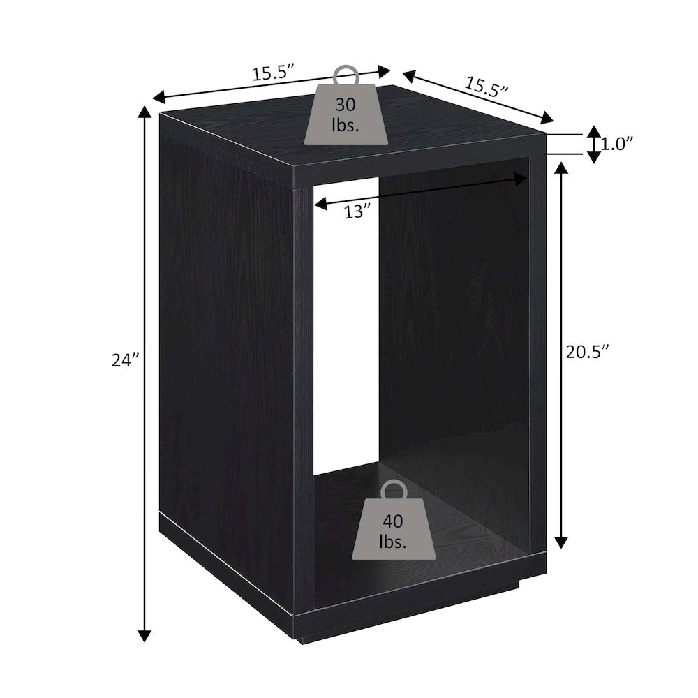 Northfield Admiral End Table by Start2Finish in black, featuring a sleek design with a top surface and lower shelf for storage.