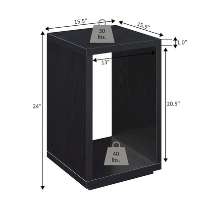 Northfield Admiral End Table by Start2Finish in black, featuring a sleek design with a top surface and lower shelf for storage.