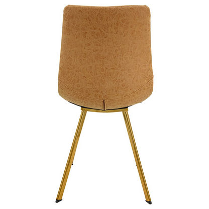 Set of two Markley modern leather dining chairs with gold metal legs, featuring sleek design and comfortable seating.
