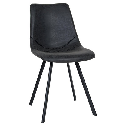 Modern leather dining chair with metal legs by Start2Finish, featuring a sleek design and comfortable upholstered seat.