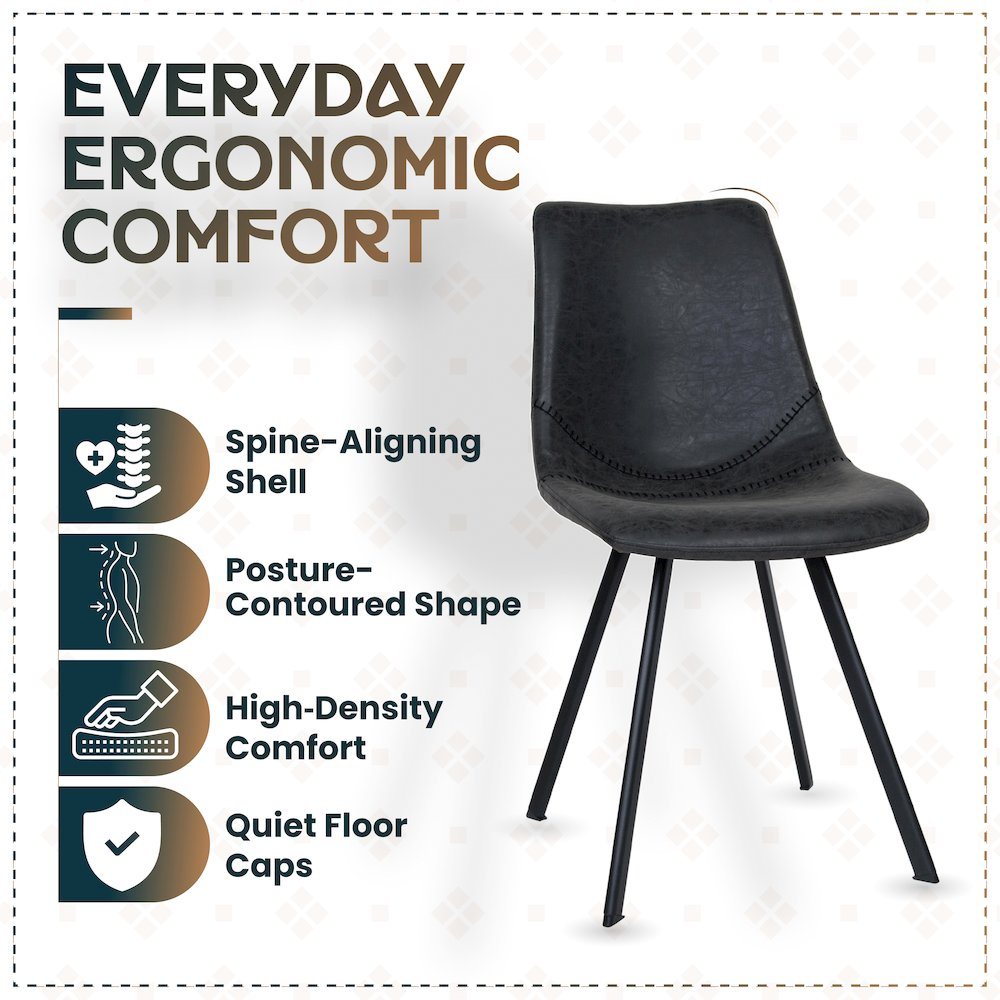 Modern leather dining chair with metal legs by Start2Finish, featuring a sleek design and cushioned seat for comfortable dining.