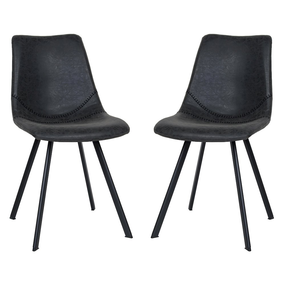 Set of two Markley modern leather dining chairs with metal legs, stylish and comfortable furniture for dining rooms