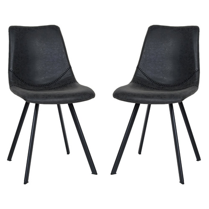 Set of two Markley modern leather dining chairs with metal legs, stylish and comfortable furniture for dining rooms