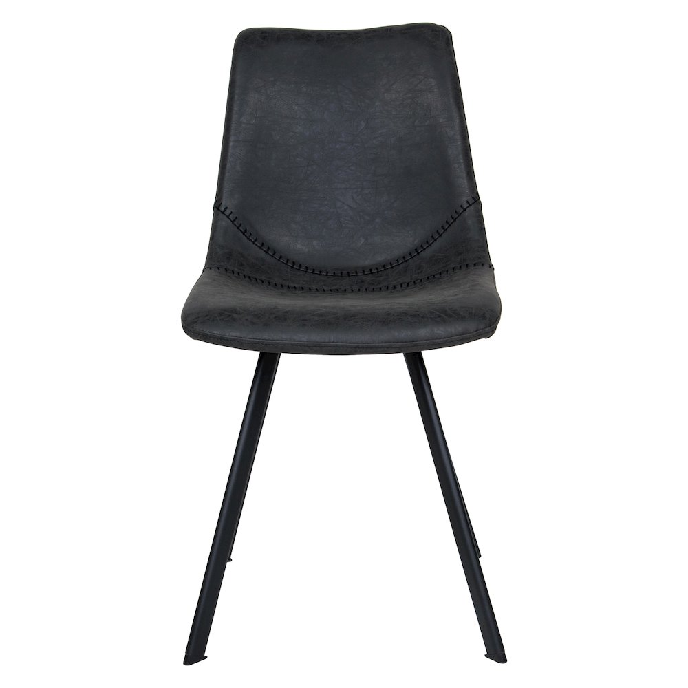 Set of four Markley modern leather dining chairs with metal legs, featuring sleek design and comfortable seating from Start2Finish.
