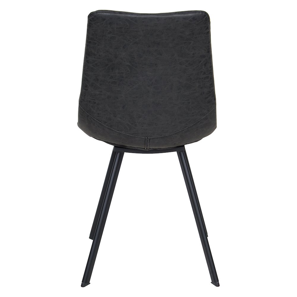 Set of four Markley Modern leather dining chairs with metal legs, featuring sleek design and comfortable seating.