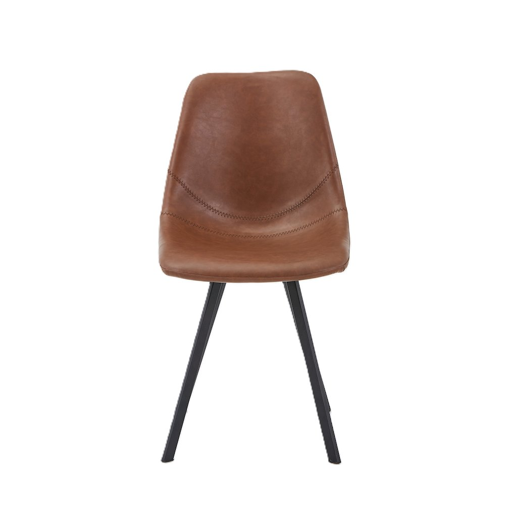 Modern leather dining chair with metal legs from Start2Finish, featuring a sleek design and cushioned seat.