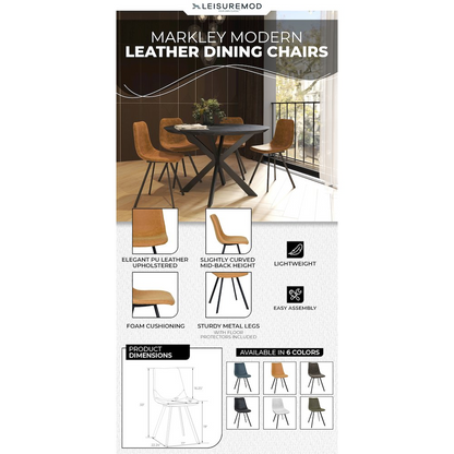 Modern leather dining chair with metal legs from Start2Finish, featuring a sleek design and cushioned seat.