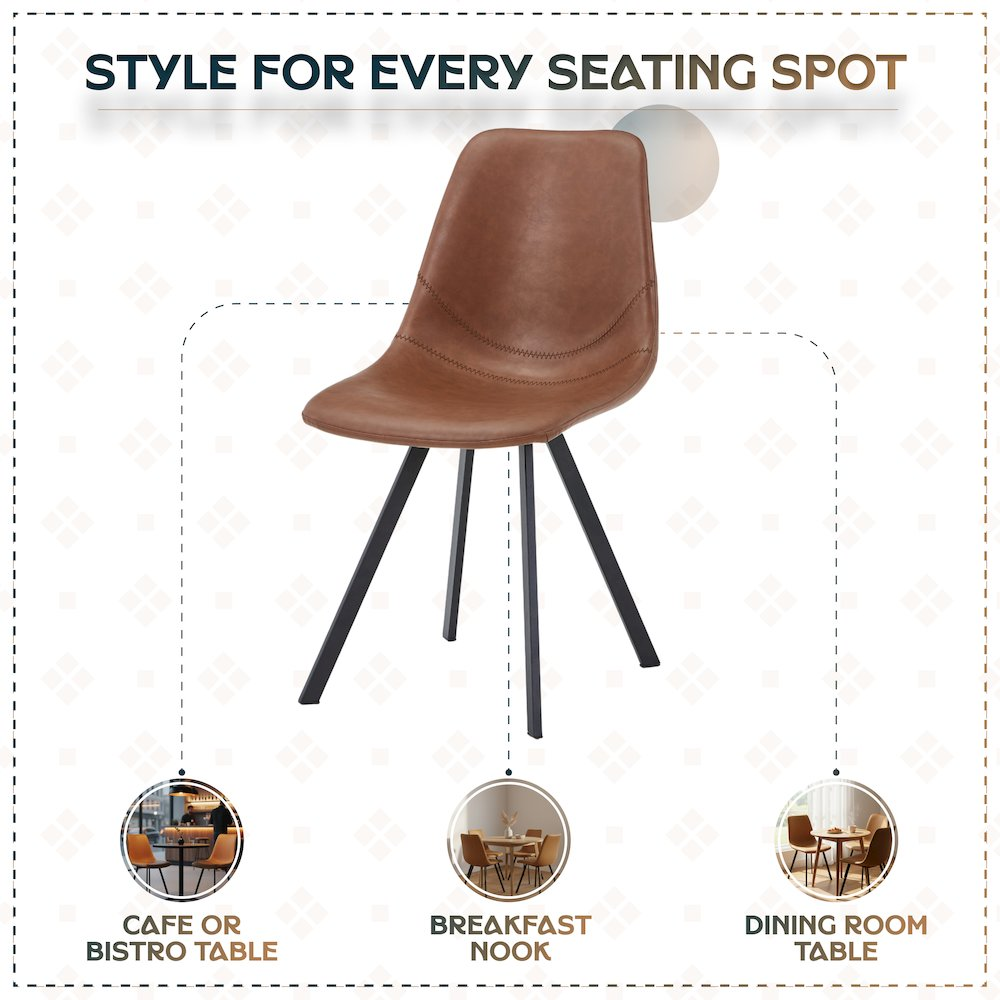 Modern leather dining chair with metal legs by Start2Finish, showcasing a sleek design and cushioned seat in a contemporary style.