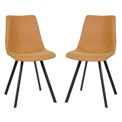 Set of two Markley Modern Leather Dining Chairs with metal legs, featuring sleek design and cushioned seats for contemporary dining rooms.