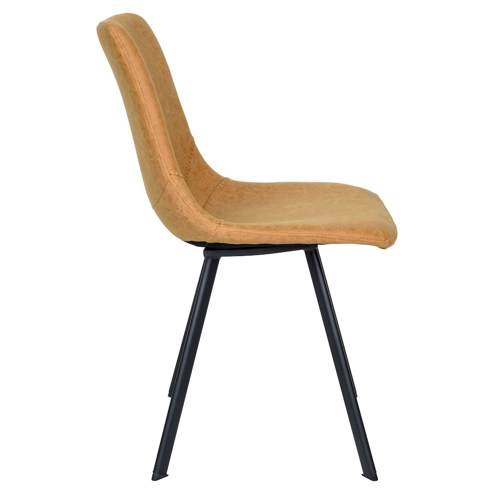 Set of four Markley modern leather dining chairs with sleek metal legs, stylish furniture for contemporary dining rooms