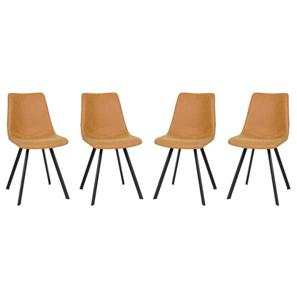 Set of four Markley modern leather dining chairs with metal legs, featuring sleek design and cushioned seats for stylish dining rooms.