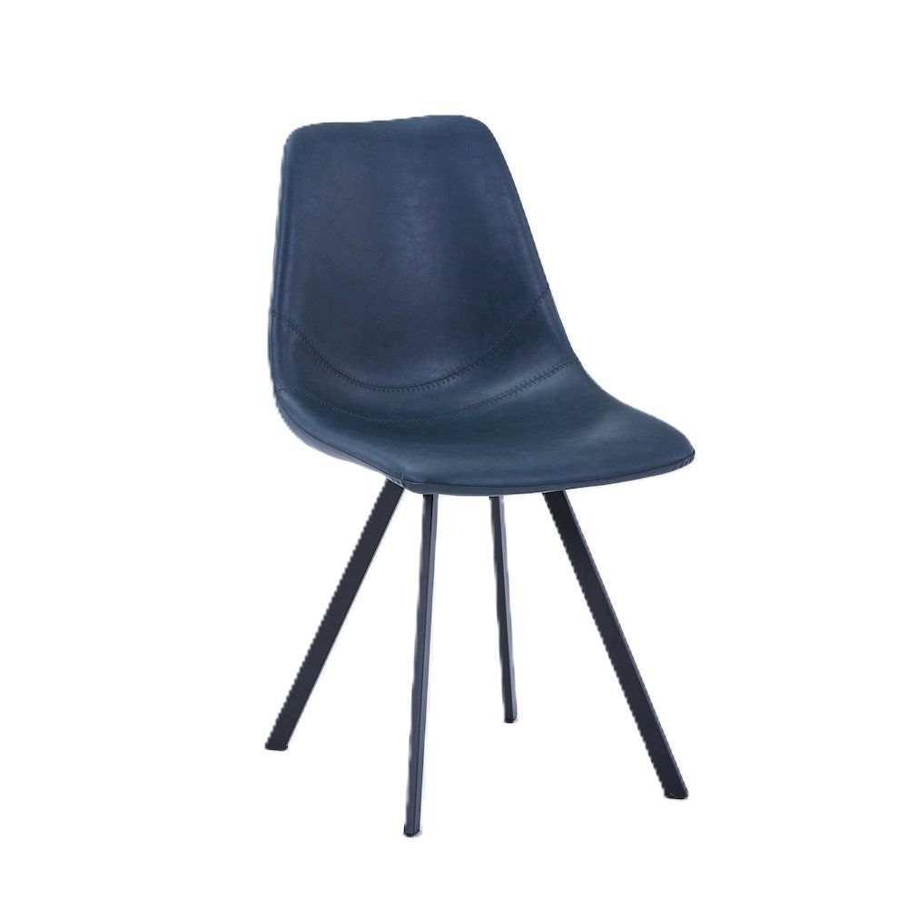 Modern leather dining chair with metal legs by Start2Finish, featuring a sleek design and comfortable seating.