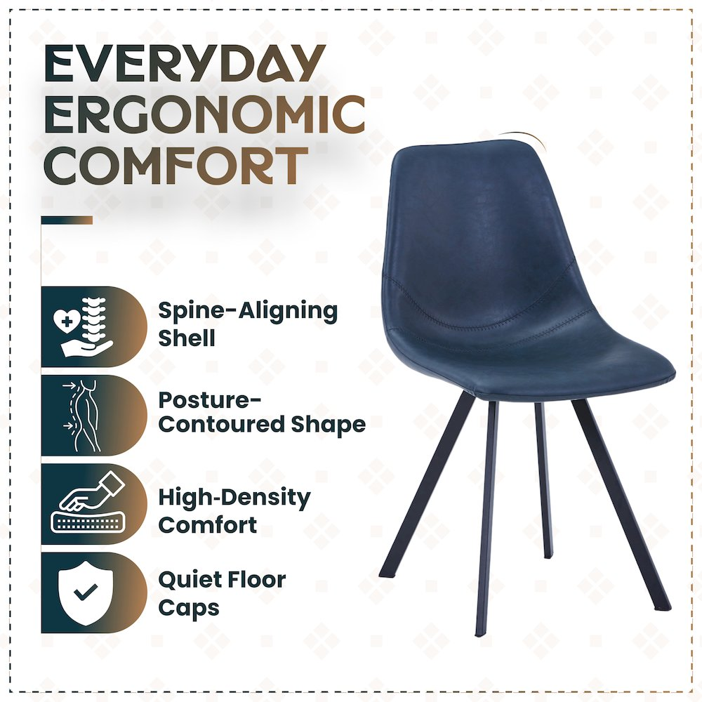 Modern leather dining chair by Start2Finish featuring metal legs and a sleek, contemporary design.