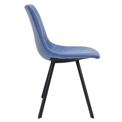 Set of two Markley modern leather dining chairs with metal legs, featuring sleek design and comfortable seating.