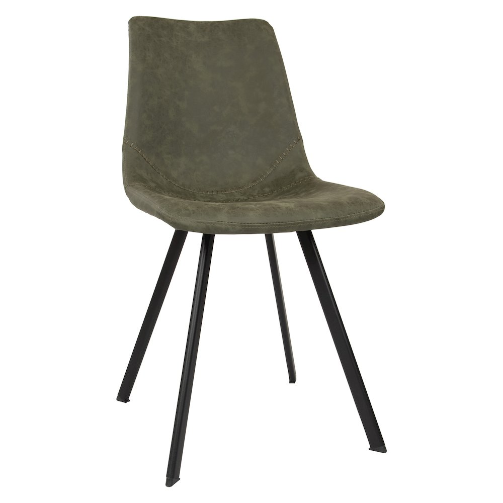 Modern leather dining chair by Start2Finish with metal legs, featuring a sleek design and cushioned seat for comfortable dining.