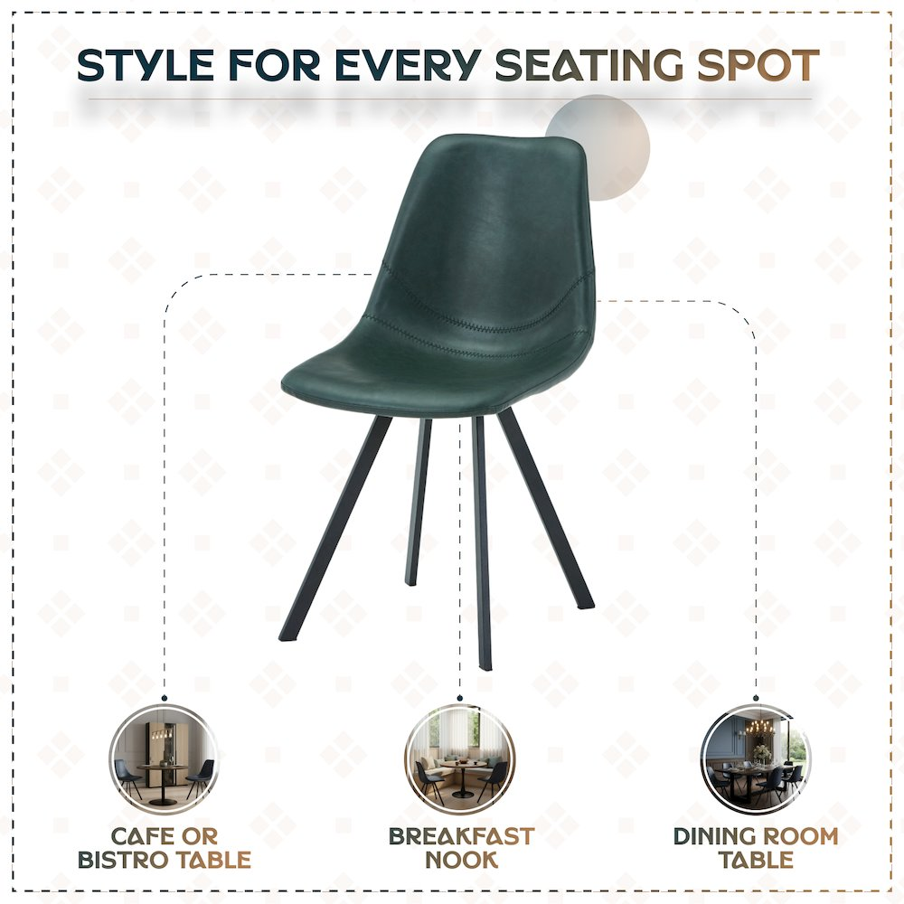 Modern leather dining chair with metal legs, showcasing its sleek design and sturdy frame from Start2Finish.