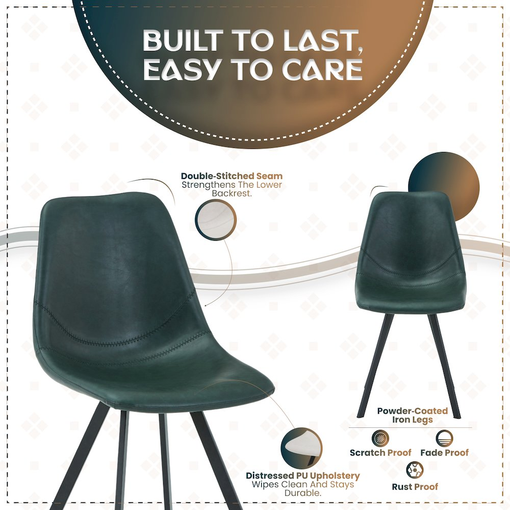 Modern leather dining chair with metal legs from Start2Finish, showcasing a sleek design and cushioned seat for comfortable dining.