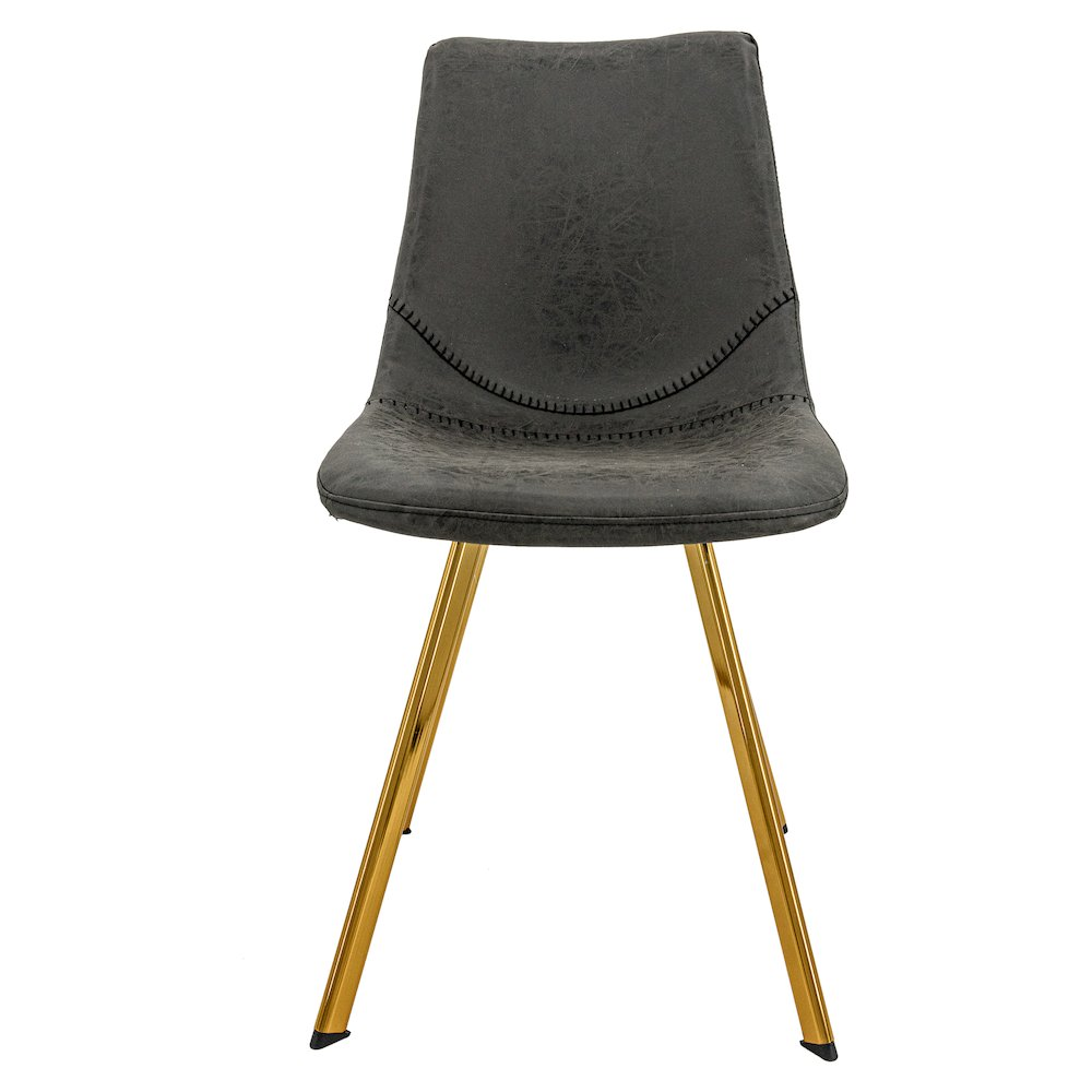Set of 2 Markley Modern Leather Dining Chairs with gold metal legs and upholstered seats, featuring sleek contemporary design.