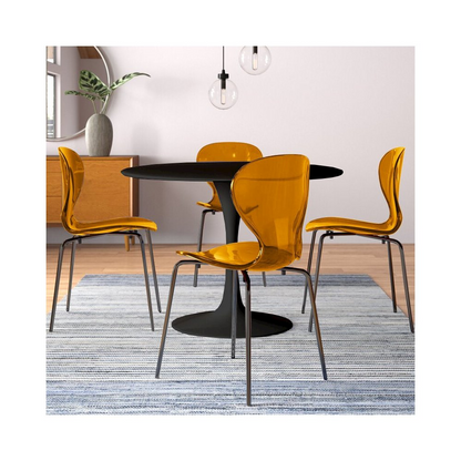 Start2Finish 5-piece round black MDF dining set with matching chairs, modern design for kitchen or dining room.