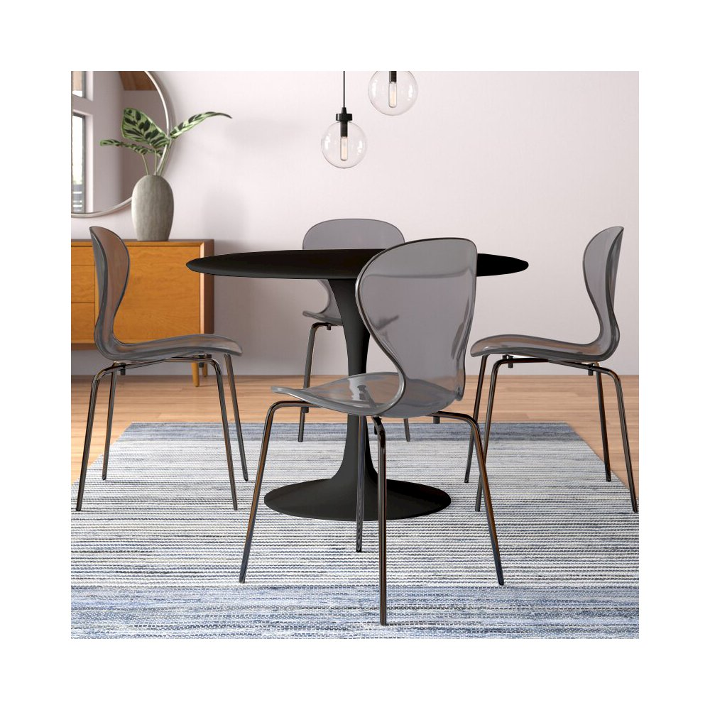 Start2Finish 5-piece round black MDF dining set with table and matching chairs, ideal for casual kitchen or dining room use.