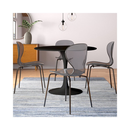 Start2Finish 5-piece round black MDF dining set with table and matching chairs, ideal for casual kitchen or dining room use.