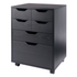 Black Start2Finish Norfolk 4 Bins and 2 Drawer Mobile Cabinet with sturdy metal frame and smooth sliding drawers.