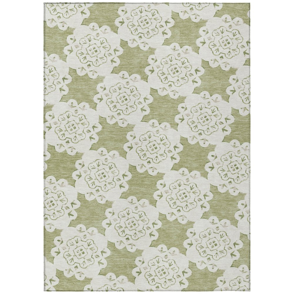 Start2Finish green 3x5 indoor/outdoor chantille rug, machine washable, perfect for indoor or outdoor spaces.