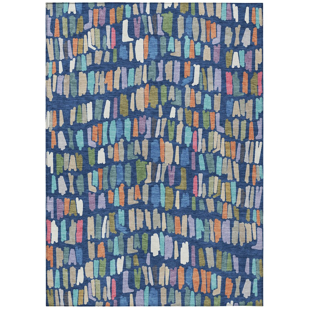 Start2Finish blue indoor/outdoor Chantille ACN2377 3x5 rug, machine washable with a textured pattern and durable design.