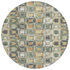 Start2Finish green indoor/outdoor chantille 8-foot round rug, machine washable, with intricate pattern and soft texture.