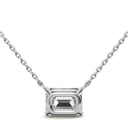 Lab-grown emerald-cut diamond solitaire pendant with 2.00 CTW in 14K white or yellow gold, featuring a sleek, elegant design.